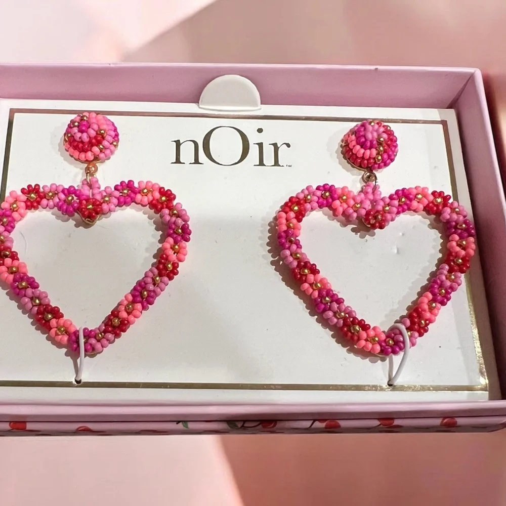 Cherry Pink Heart Earrings - Picture 2 of 5